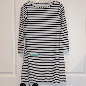 Cabana Life White Navy Stripe Long Sleeve Swim Cover Shift Dress S